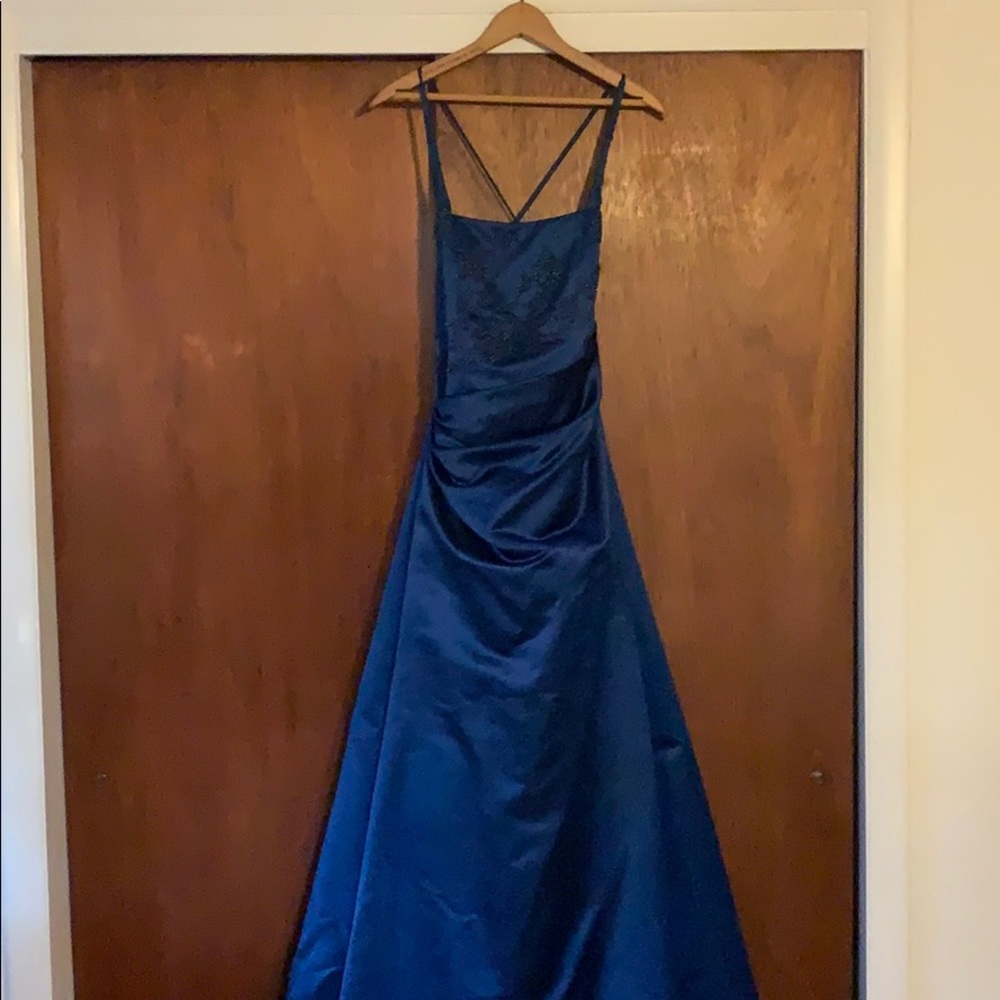 Royal blue beaded prom dress